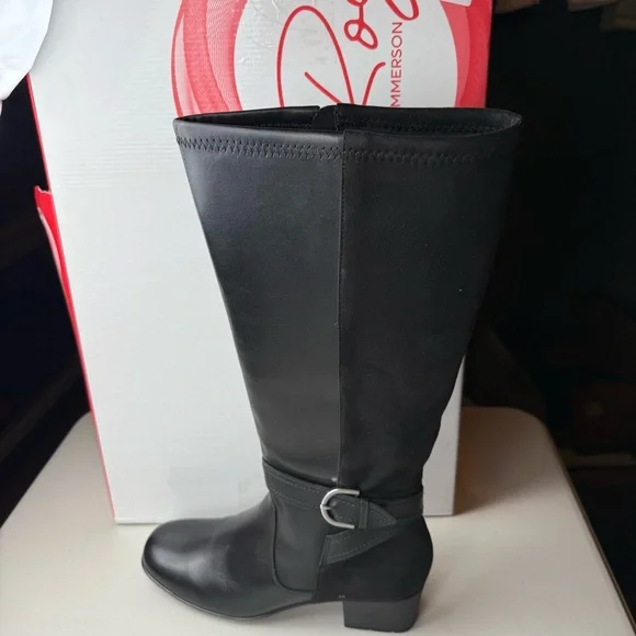 ROS HOMMERSON Max WWS Black Knee-High Leather/ Suede Women's Boots, size 8M